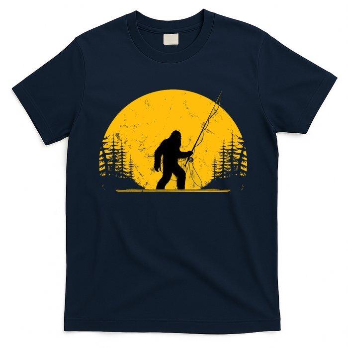 Sasquatch Fly Fishing Vintage Trout Fisherman Funny T-Shirt Unisex