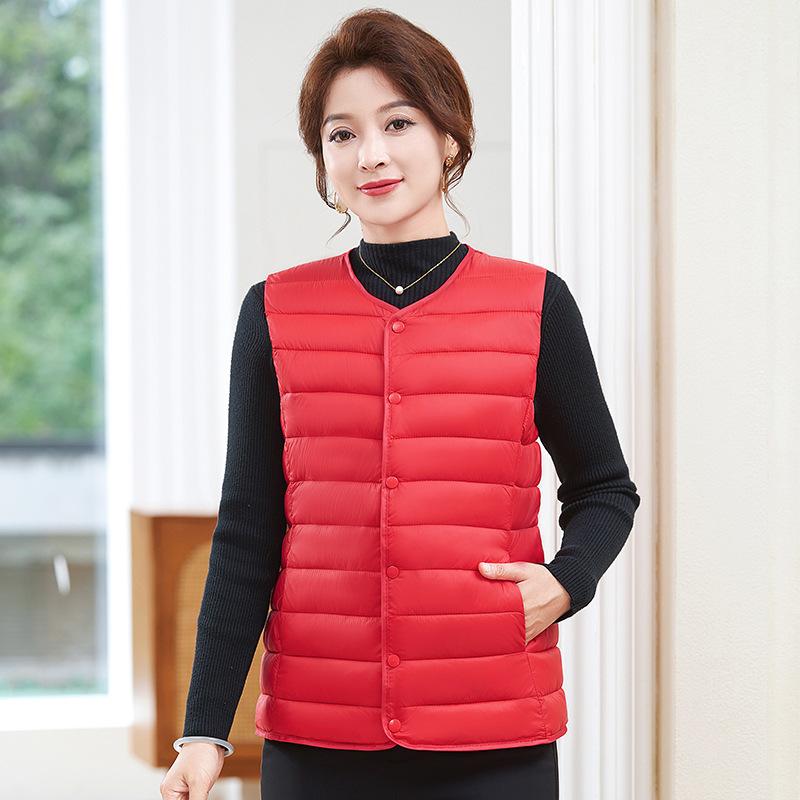 Crew neck light cotton clothes vest vest autumn and winter vest splicing vest outer wear vest