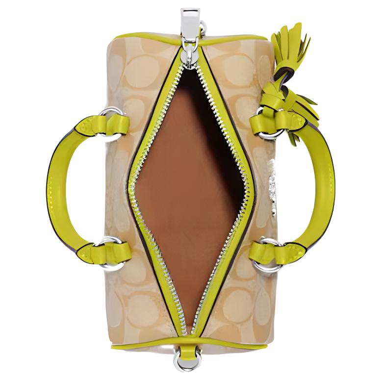 New COACH Lacey Coated Canvas With Leather Handbag Trumpets Women's Brown & Yellow CB874-SVVRE