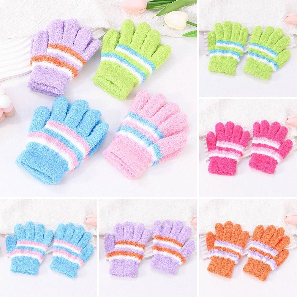Warm Children Mittens Windproof Knitted Gloves Fashion Baby Gloves for 6-9 Years Old Toddler