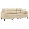 3 Seater Sofa with Cushions Cream 180 Cm Microfibre Fabric
