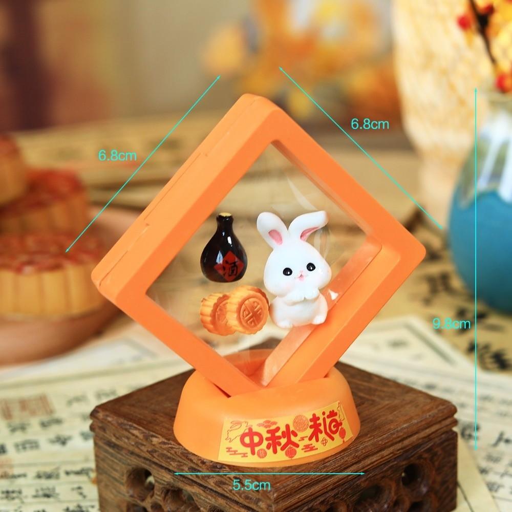 Creative Mini Mid-Autumn Ornament Cute Floating Box Rabbit Mooncake Display Box Decorative Handmade Rabbit Mooncake Figurines