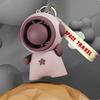 Keychain Small Fan Cartoon Astronaut Design Quiet Operation Built-in Ice Cooling Module USB Rechargeable Portable Fan with Lanyard
