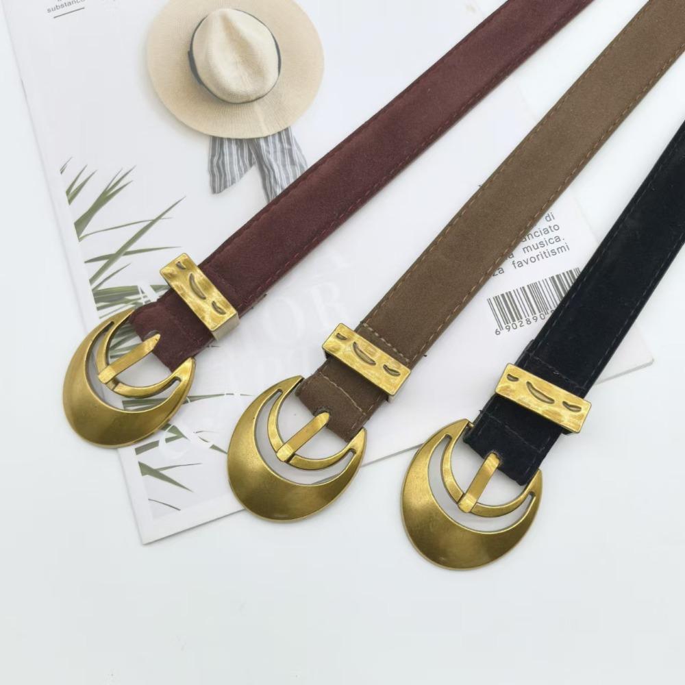 

Luxury Design Suede Leather Belt Retro Buckle Waistband Trendy Waist Belt For Women
