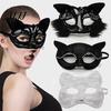 Festive Cat Costume Accessory Halloween Masque Half Face Lace Masquerade Funny Fox Animal Cosplay for Carnival Ball Party Accessories