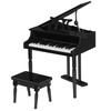 Drewniany Fortepian Dziecięcy Pianino dla Dzieci Klawiatura Pianinowa 30 Klawiszy - W zestawie Stołek i Statyw na Nuty - Instrument Muzyczny - Czarny MDF