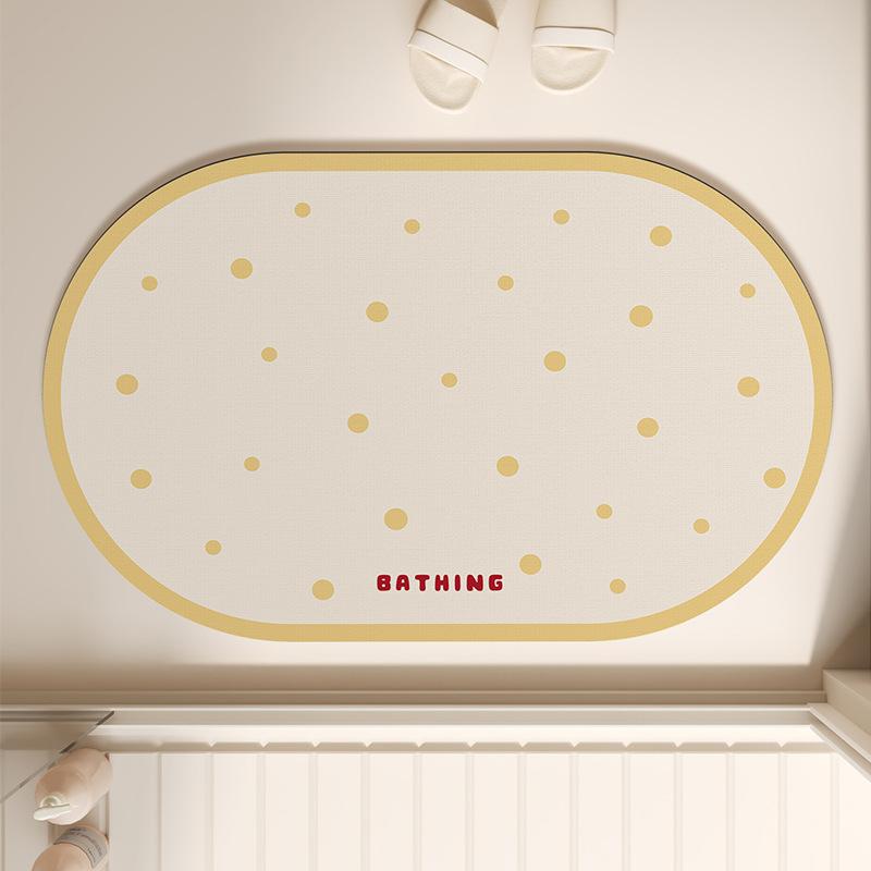 Diatom Mud Floor Mat Cream-air Bathroom Floor Mat Household Water Absorption Quick-drying Foot Mat Bathroom Door Dirty-resistant Anti-slip Mat