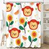 Cute Animal Shower Curtain with Sunflower Orange Fruit Print Waterproof Fabric for Bathroom Decor Available in Multiple Sizes
