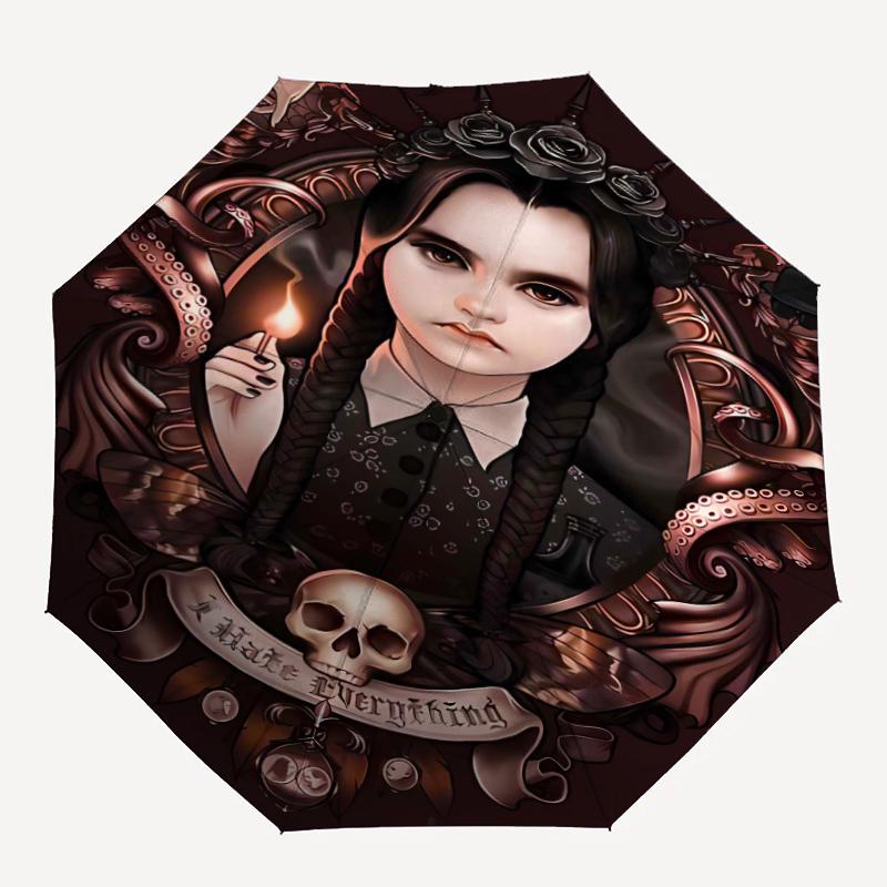 1pc Addams Family Wednesday1 Umbrella, Sun Protection, And UV Shielding. It Has Eight Sturdy Ribs for Outdoor Use And Perfect Gift