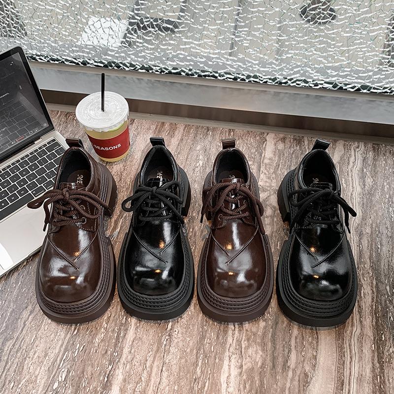 Platform Women Casual Shoes 2026 New Mid Heels Sneakers Trend Goth Lace Up Fashion Round Toe Thick Heel Flats Zapatos De Mujer