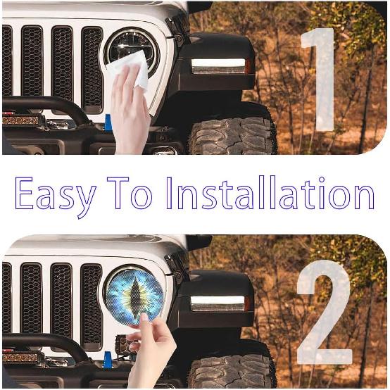 Beast Eyes Headlight Decals, 3D Round Stickers And Decals For Jeep Wrangler, Stereo Eyes Headlight Decal Stickers(Blue)