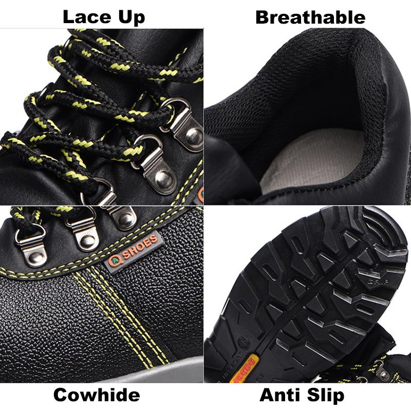 Oulylan Male Leather Waterproof Protection Shoes Anti-puncture Durable Work Footwear Steel Toe Anti Smashing Safety Boot For Men
