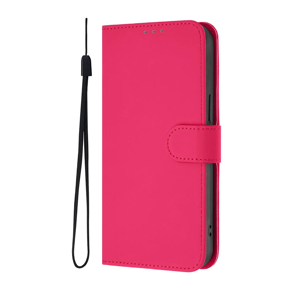 Solid Color Wallet Case for iPhone 16E 13 12 Mini 11 Pro Max XR SE 6 6S 7 8 Shockproof Kickstand Card Holder Strap Phone Cover