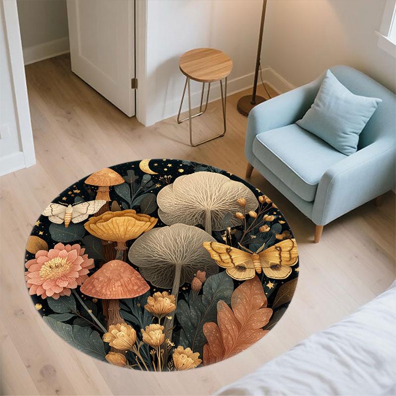 Forest pattern round rug,Carpet Rug for Living Room Bedroom Playroom ,Non-slip Floor Mat,Holiday Gifts and Birthday Gifts.