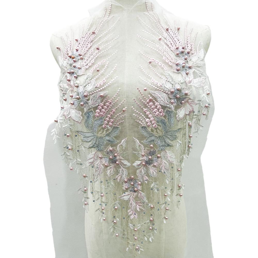 

Элегантные нашивки с вышивкой цветов, изысканные нашивки для одежды, кружевные вышитые нашивки, свадебная одежда розовый