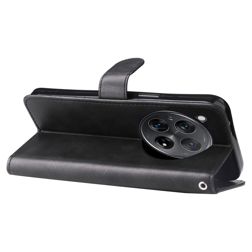 Etui na OnePlus 12R 5G/Ace 3 5G z kieszonką na zamek i fakturą skóry cielęcej