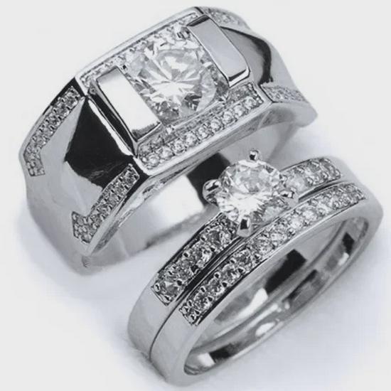 18k Gold Plated Couple Rings with Zircon – European & American Fashion