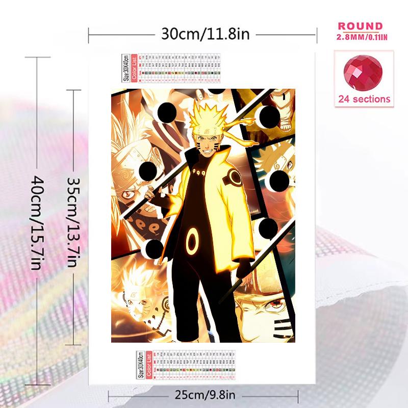 Naruto anime Naruto Pattern 3pcs 100% Round Full Drill 5D DIY Diamond Painting Embroidery Cross Stitch Rhinestone Décor