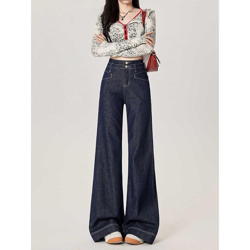 

Женские ретро джинсы клеш широкие от бедра синего денима - издание Осень/Зима 2024 XS