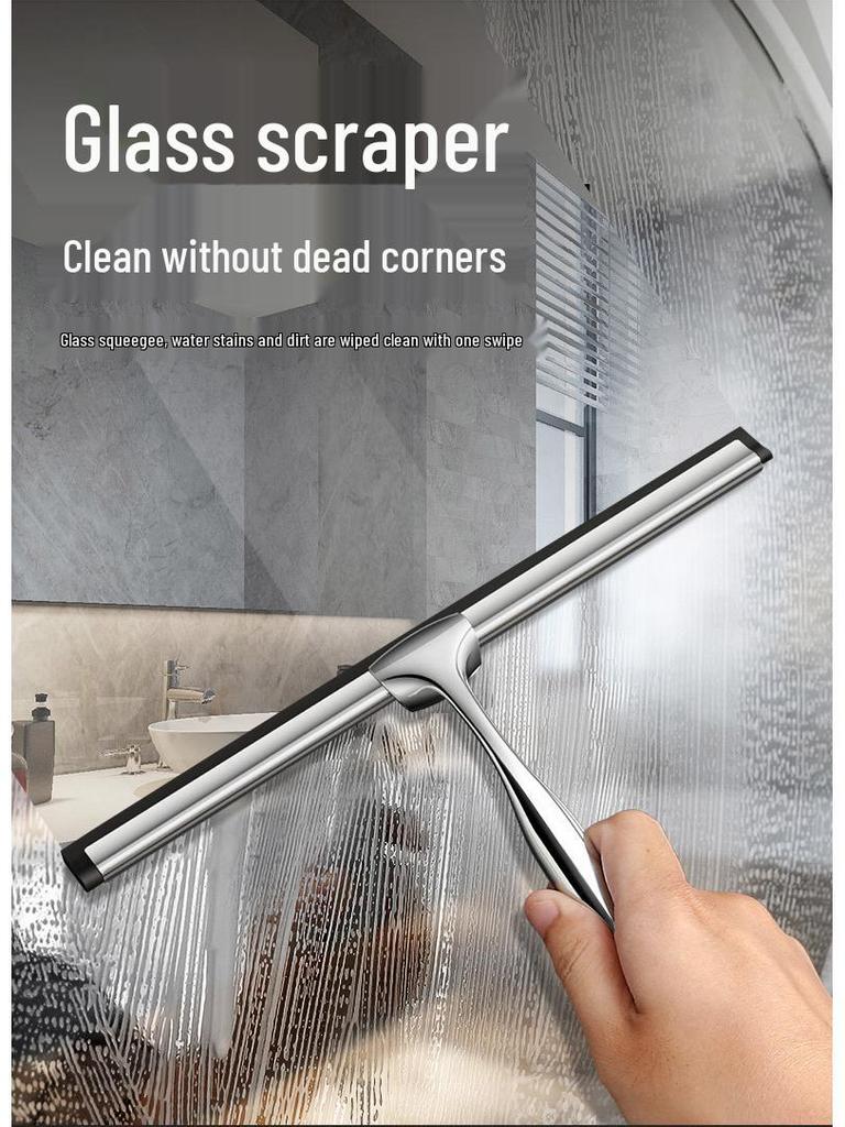 Stainless Steel Silicone Window Squeegee - Ideal for Cleaning Glass in Bathrooms, Restaurants, and Hotels.