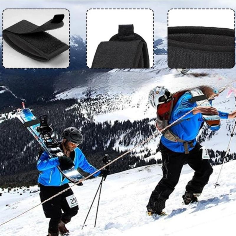 2Pcs Winter Ski Strap Fasteners Tape Protector Pad Adjustable Ski Wraps Ties Ski Band for Families Winter Holiday