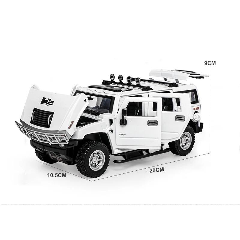 1/24 Hummer H2 Legierungsauto Modell Diecasts Metallspielzeug Fahrzeuge Hohe Simulation Sound Licht Sammlung Kinder Exquisite Geburtstagsgeschenke