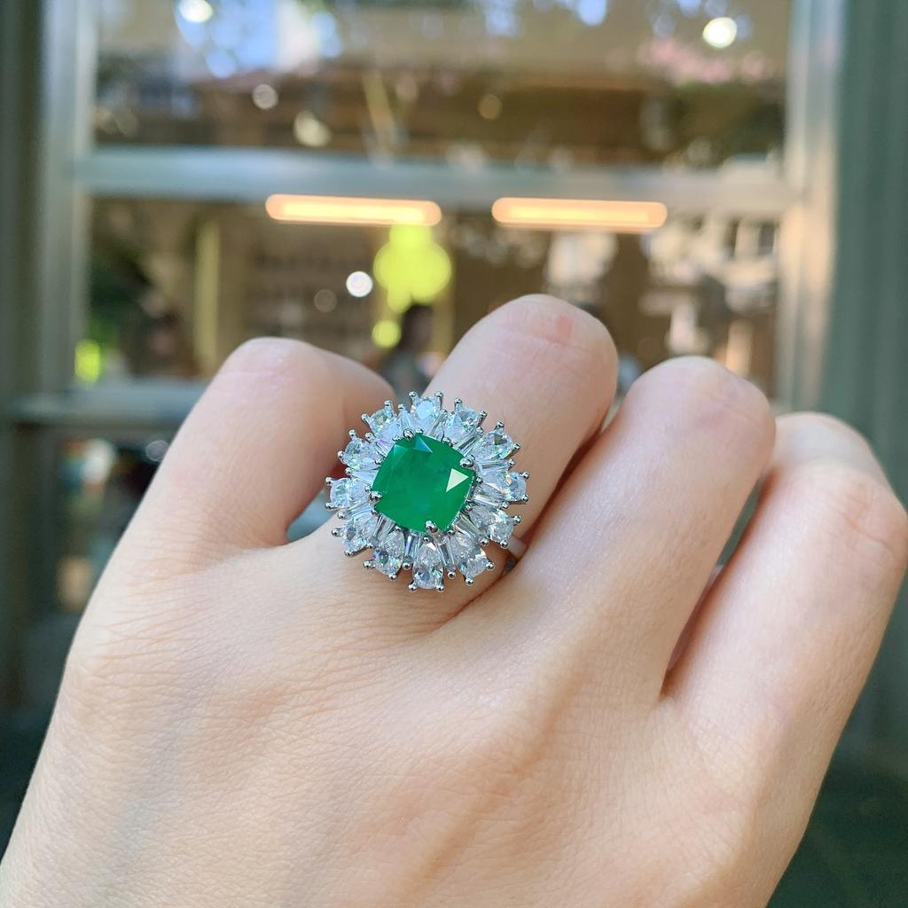 Jewelry Simulation Colored Treasure Retro Style Ring, Shining Diamond-Set Women'S Ring Main Stone 9 * 9