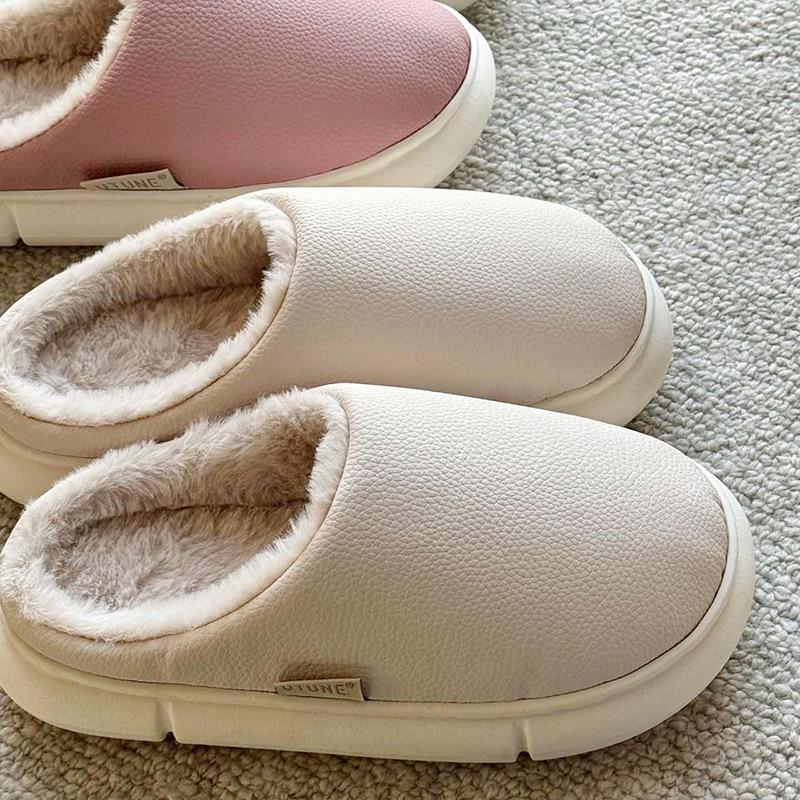 Excellent Windproof and Splash-proof Cotton Slippers Men's Winter Thick Bottom Warm Couple Home Indoor Non-slip Women