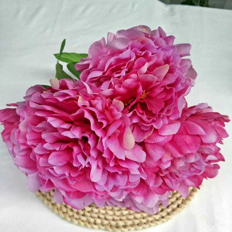 Artificial Peony Flower Bouquet For Wedding Decor With Silk Material In Multiple Colors