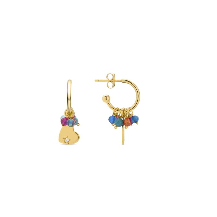 Boucles d'oreilles en argent 925 Luxenter avec cristaux multicolores finis en or jaune 18K - Sten