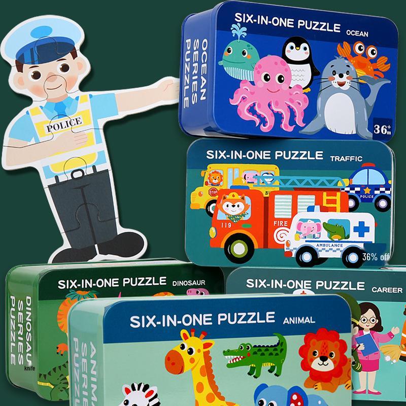 Animal & Transport Six-in-One Educational Puzzle for Kids Aged 3-6