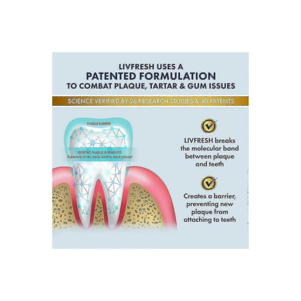 Gel de Pasta de Dentes Livfresh, Clinicamente Comprovado Para Remover Placa 250%