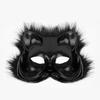 Furry Animal Cats Face Mask Plush Animal Half Face Eye Mask Halloween Cosplay Costume Mask for Men Masquerade Halloween