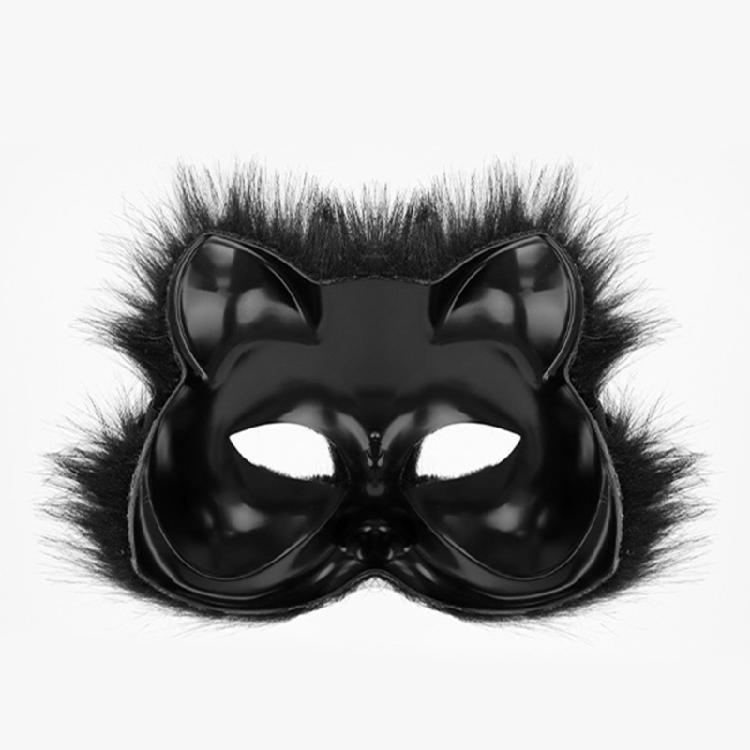 Furry Animal Cats Face Mask Plush Animal Half Face Eye Mask Halloween Cosplay Costume Mask for Men Masquerade Halloween