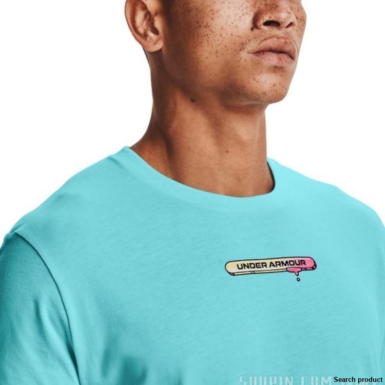 Under Armour Ua Ice Cream Logo Ss Training Crew Neck Short Sleeve T-Shirt Men Tops Blue 1361678-441