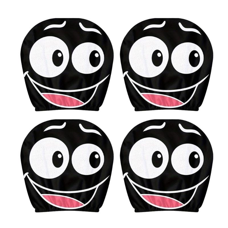 Cartoon Eye Car Headrest Covers Premium Wear Resistant Fabric Protectors Quick Setups for Vehicles Interior Decoration