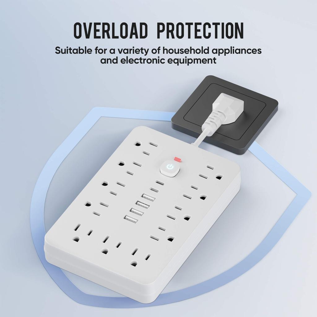17-in-1 US Power Outlet, Power Outlet Surge Protector, 11 AC Outlets, 4 USB 2 Type-C, Desktop Charging Station with Overload Pro