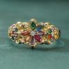 Classic Inlaid Multicolored CZ Women's Ring Trendy Gold Color Geometry Daily Wear Party Jewelry Anniversary Gift