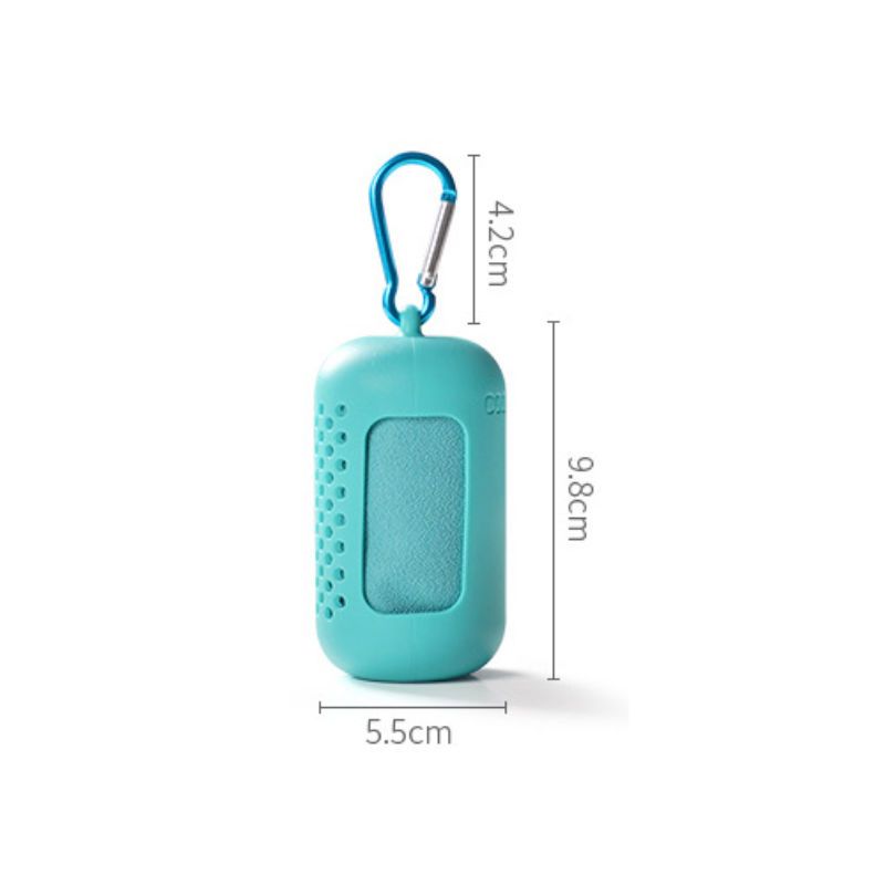 Silicone Cover Sports Towel, Frozen Cold Quick Drying Towel, Gym Beach Towel, Silicone Wrap with Metal Hook Summer Solid Color Mesh Cooling Towel