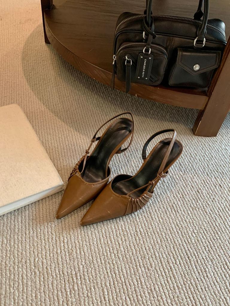 Women's Pointed Toe Thin Heel Ruffled French Style Elegant Unique Design Sandals - Perfect for Daily Wear