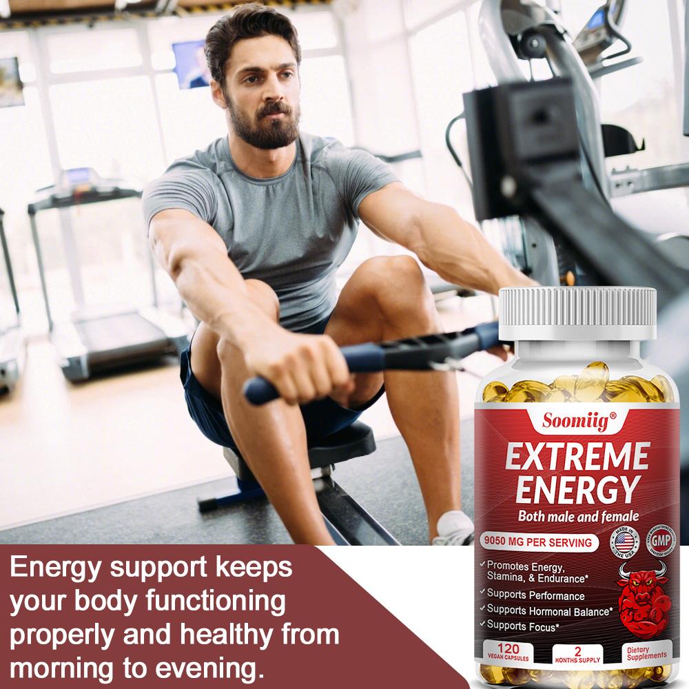 Extreme Energie 9050mg Hochpotente Leistungsunterstützungsformel für Männer & Frauen, 120 Vegane Kapseln