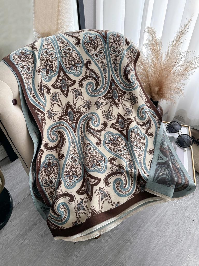 Elegant Ladies' Jacquard Pashmina Winter Thick Warmth Double Sided Tassel The Shawl Coldproof Windproof Blanket Scarf