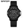 SANDA 3260 Sleek Trendy Student's Quartz Watch Silicone Strap Auto Calendar Waterproof Casual Wear Wristwatch for Adolescent