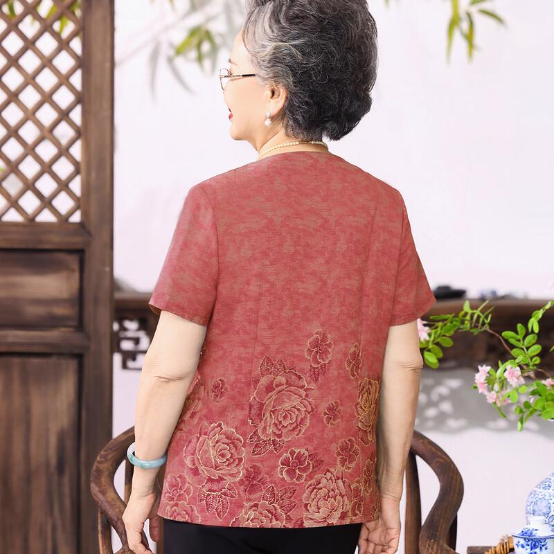 Datang Madam Elderly Women's Summer Breathable Blouse Set