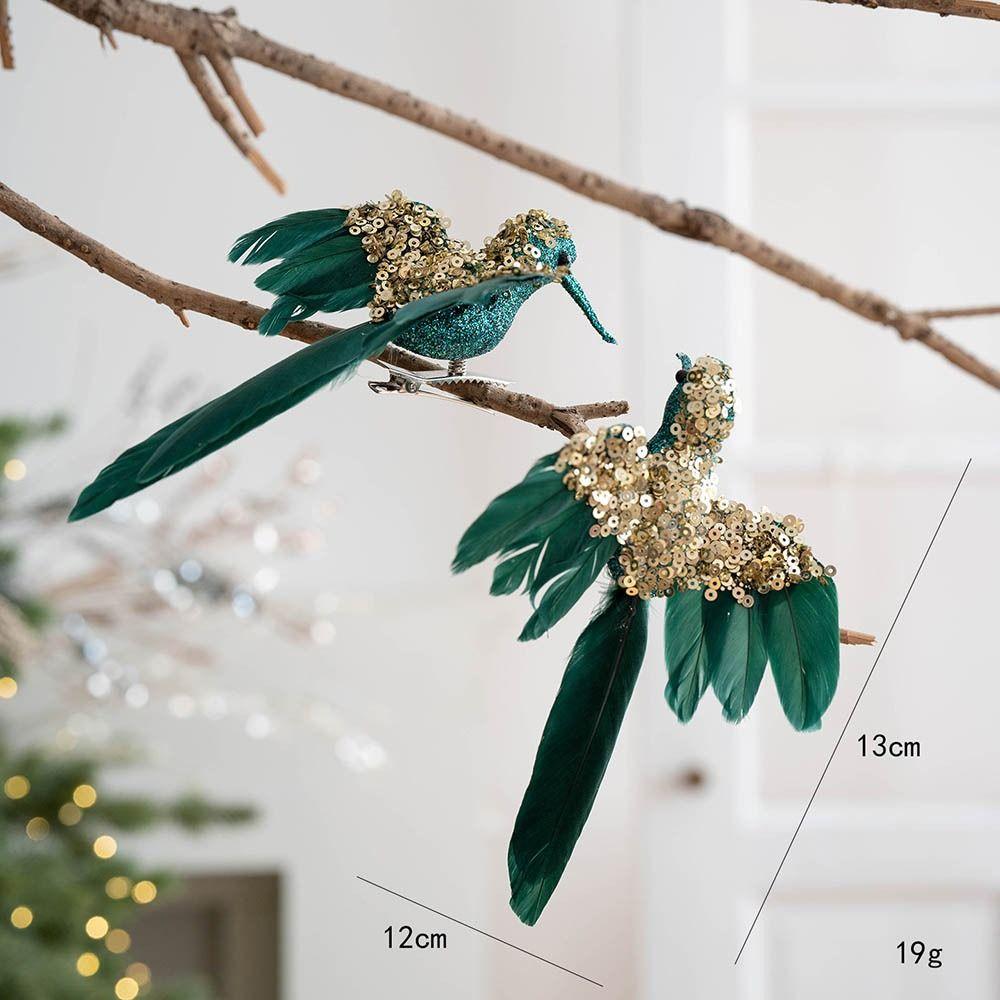 Realistic Glitter Christmas Bird Ornaments Glitter Feather Simulation Bird Decor Handmade Simulate Christmas Tree Decoration