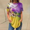 Summer Round Neck 3D Mardi Gras Themed Print T-shirts Fashionable Casual Short Sleeved Women's T-shirts
