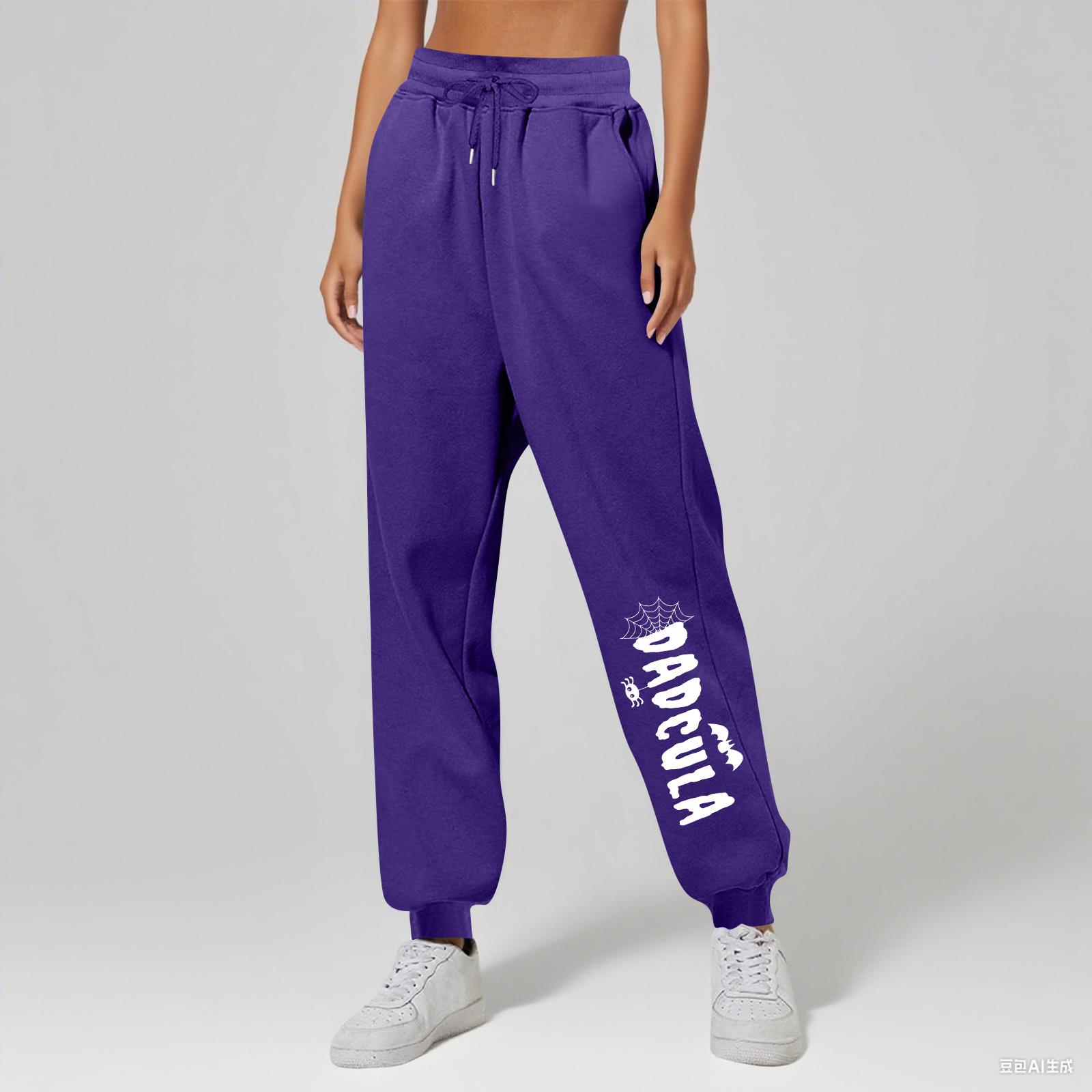 

Женские брюки унисекс с принтом, повседневные, с карманами и кулиской XL фиолетовый