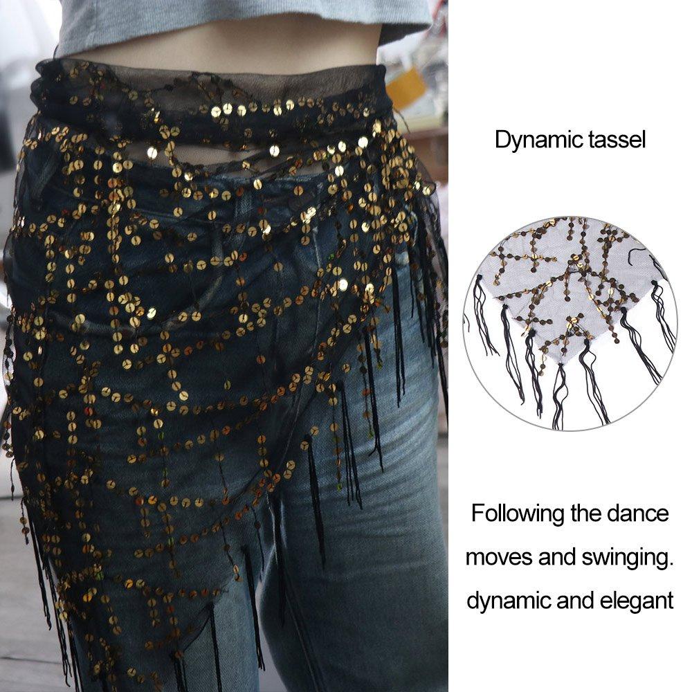 Tassel Dance Skirt Waist Belts Shiny Sequins Women Waist Chains Belly Dance Belt  Latin Dancer
