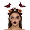Decorative Cloth Headbands for Events Halloween Flower Skeleton Bat Headband, Gothic Floral Skull Hair Bands, Spooky Stylish Bands Accessory,