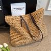 IELGY Commuter Straw Tote Bag Large Capacity All-Match Woven Shoulder Bag